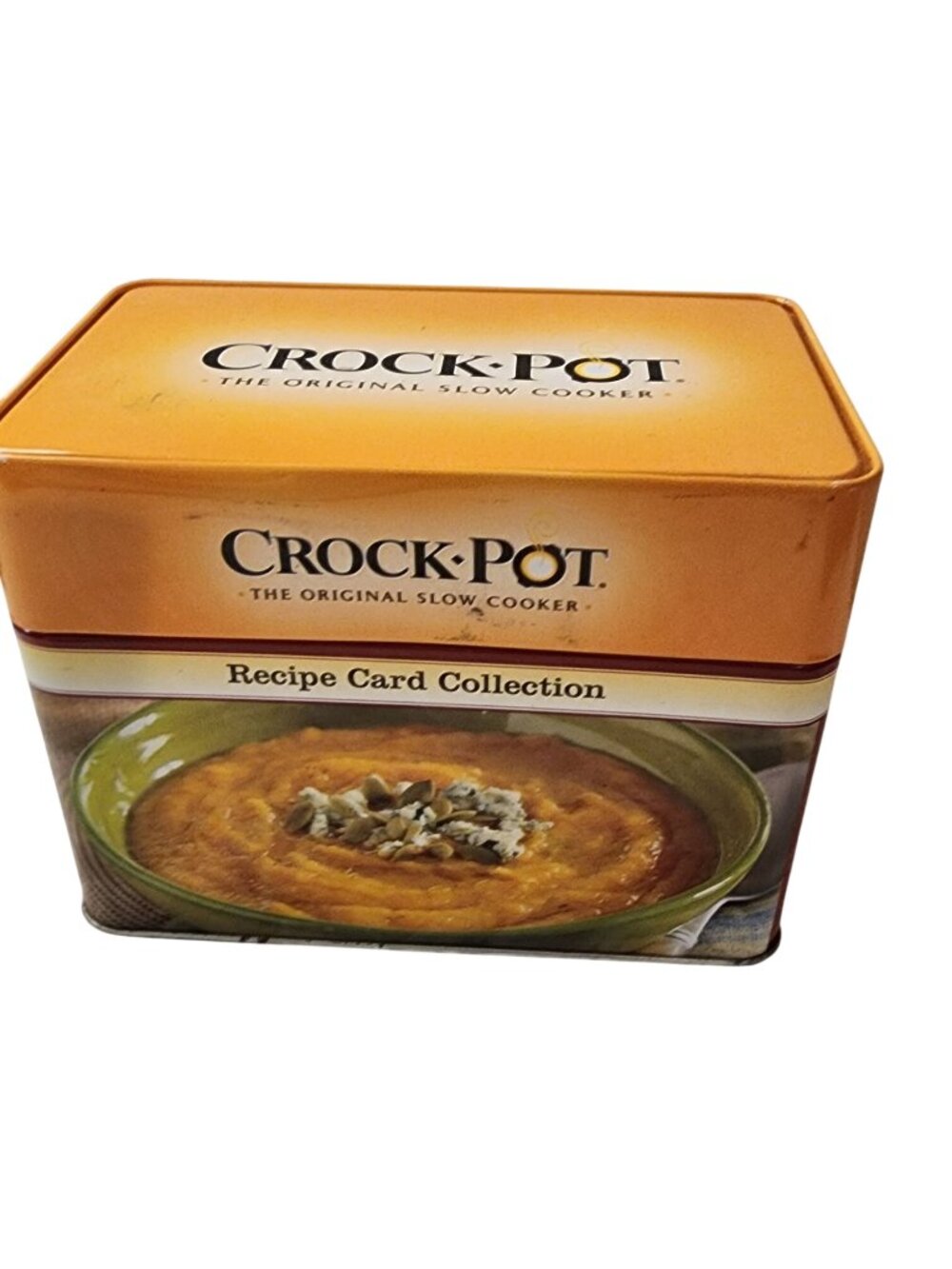 Vintage Crock-Pot Recipe Card Collection Tin – Original Slow Cooker Box with Div